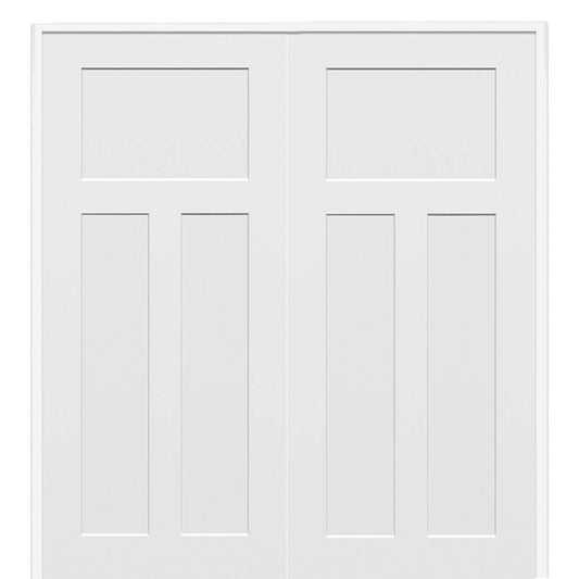 Door Company Zz09498ba Solid Core Molded Craftsman 3-Panel, Prehung Interior Double Door, 60" X 80"