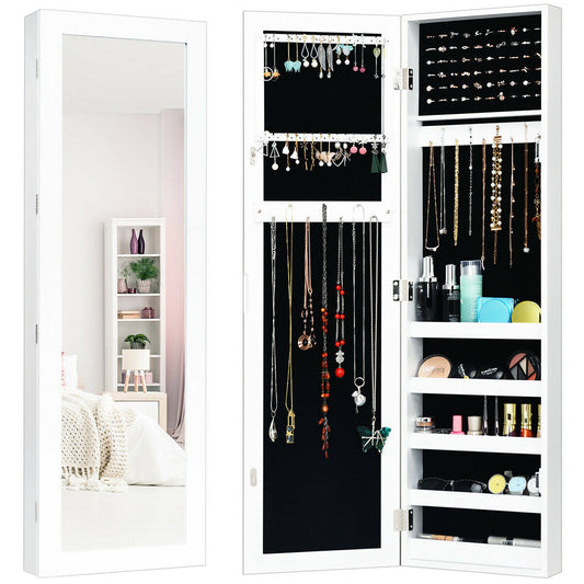 Door & Wall Mounted Armoire Mirrored Jewelry Multi-Purpose Cabinet