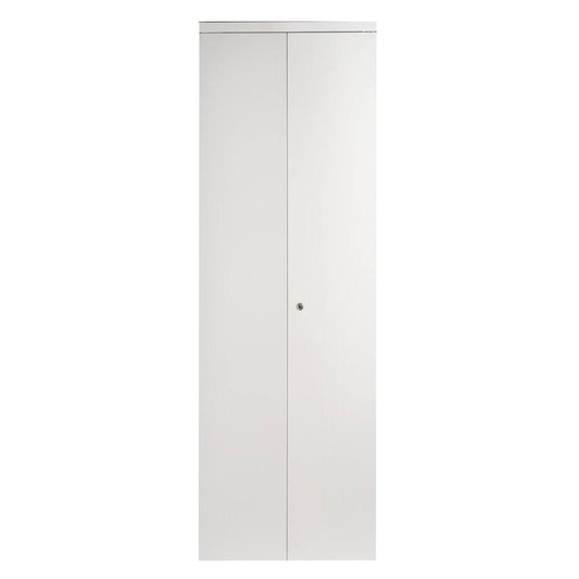 Door And Mirror Flush Manufactured Wood Primed Bi-Fold Door, Size: 80 Inch H X 30 Inch W X 0.75 Inch D, White