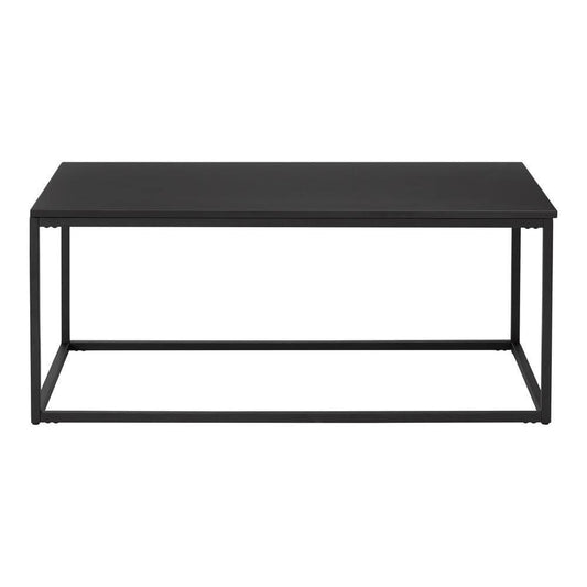 Donnelly 42 In. Black/Brown Large Rectangle Wood Coffee Table With Wood Top Black Metal/Haze Top